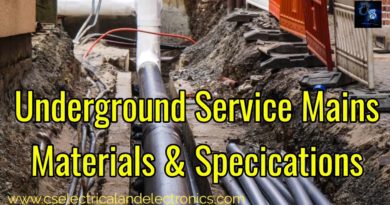 Underground Service Mains Materials and Specification of Materials