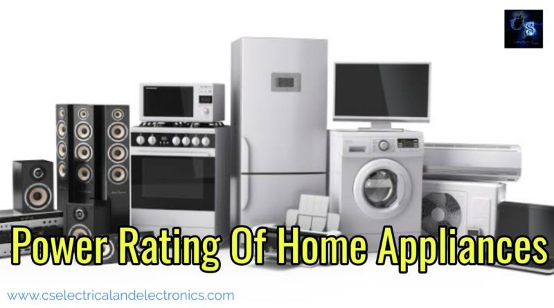 Power rating of home appliances