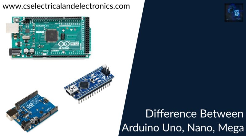 difference between Arduino Uno Nano Mega