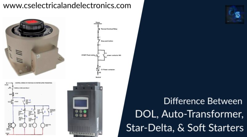 difference between DOL, auto transformer, star delta, soft starters