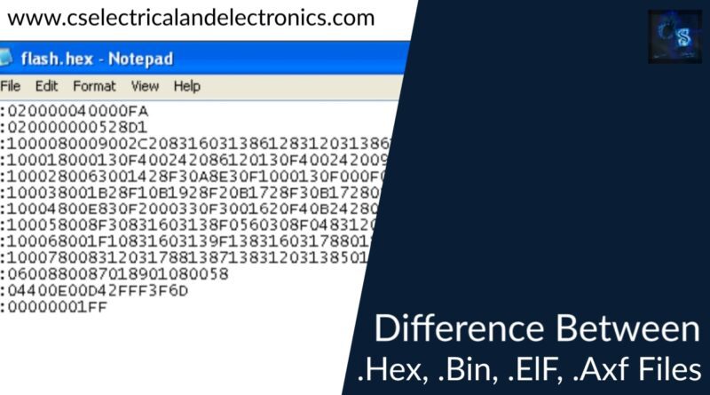 difference between.hex .bin .elf. Axf Files