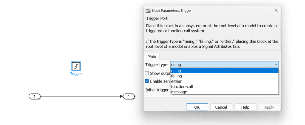 Rising Edge Triggered Subsystem