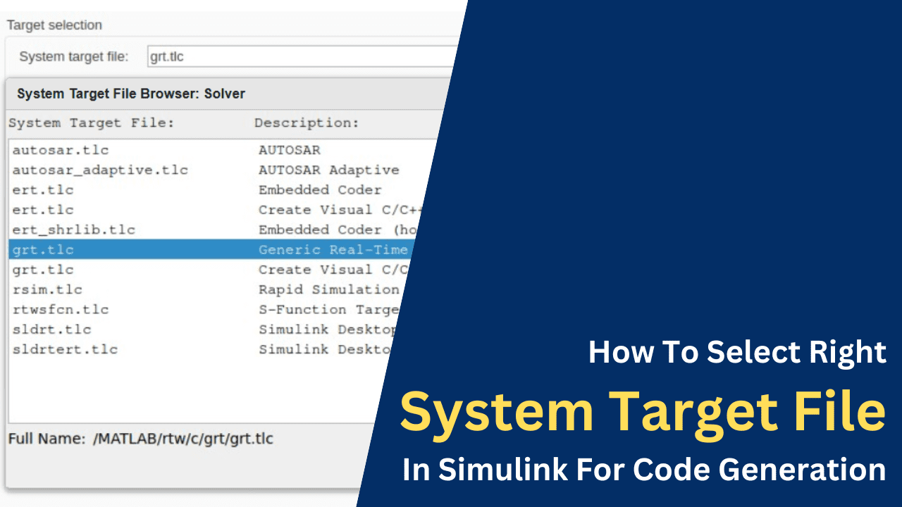 How To Select Right System Target File In Simulink For Code Generation